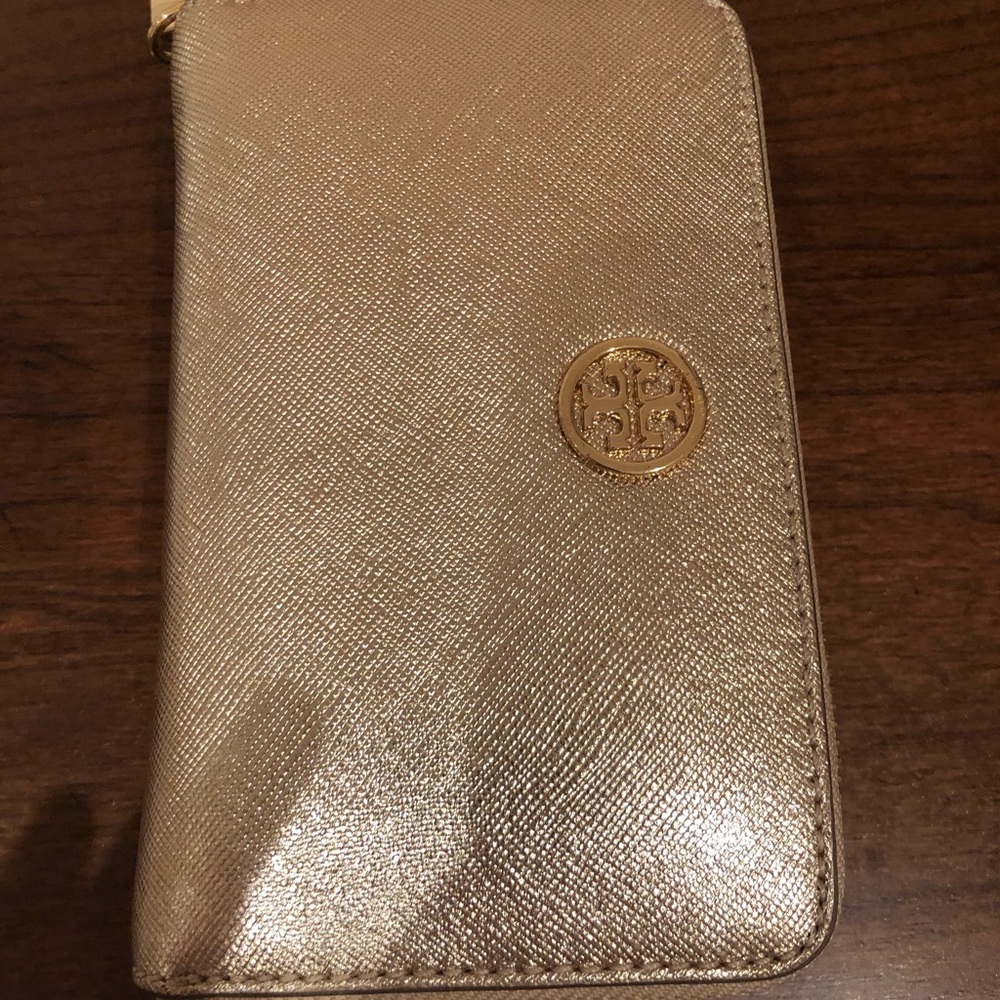 Tory Burch Gold Robinson Zip Continental Wallet